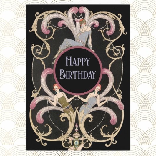 Carte Art déco festif d'anniversaire