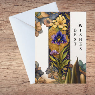 Carte Art Deco Flowers Wedding Congratulations