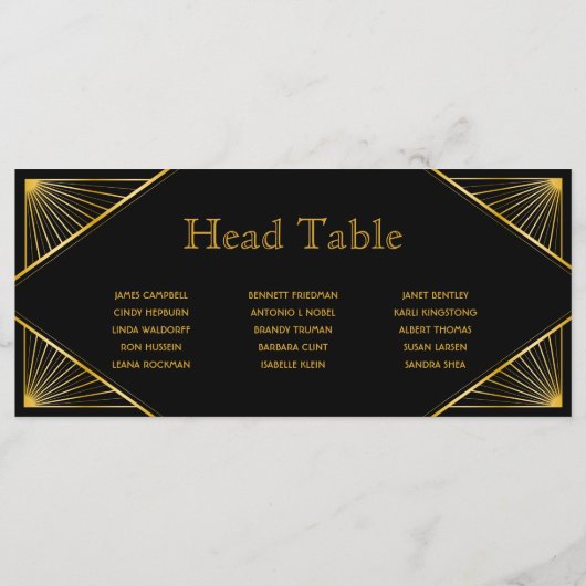 Carte Art Déco Gatsby Mariage Head Table (Dos)