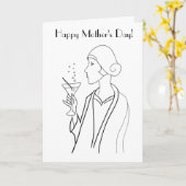 Carte Art Déco : La Joyeuse Fête des Mères (Fleur jaune)