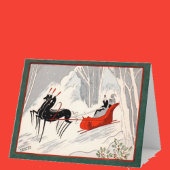 Carte Art déco traîneau vacances