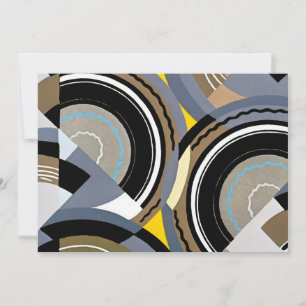 Carte Art Déco vintage pochoir formes géométriques jazz