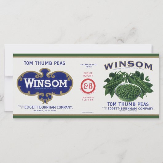 Carte Art d'étiquette de conserve de légumes anciens, Wi (Devant)