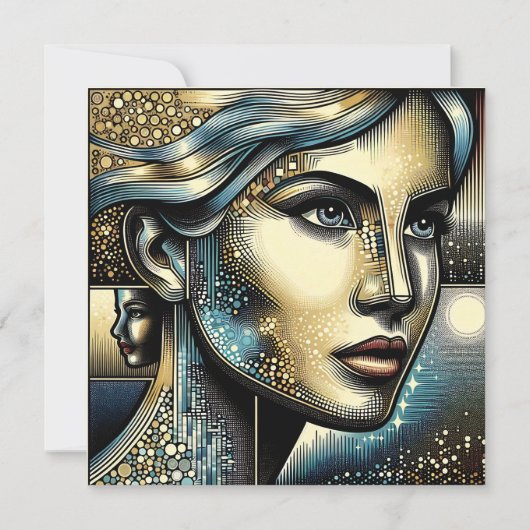 Carte Art d'IA abstrait | Visage de femme (Devant)