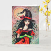 Carte Art d'imaginaire de sorcière de Halloween et de (Fleur jaune)
