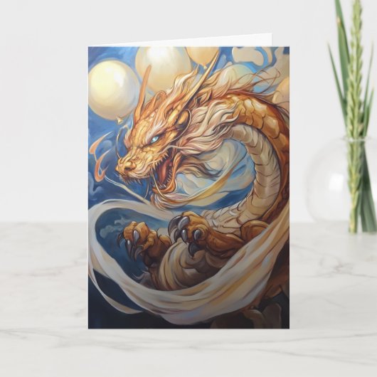 Carte Art Dragon avec ballons d'anniversaire (Devant)