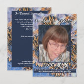 Carte Art du tournesol bleu et or | Photo | Devis (Devant / Derrière)