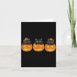 Carte Art effrayant chat noir citrouille Halloween vinta
