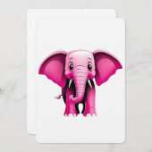 Carte Art Eléphant Rose (Devant / Derrière)