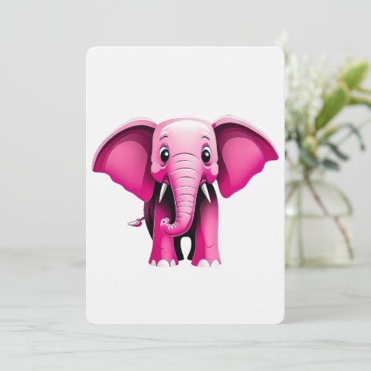 Carte Art Eléphant Rose (Debout devant)