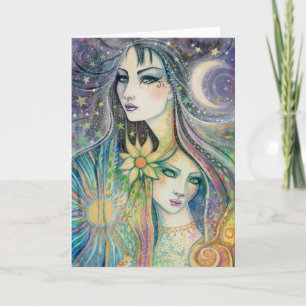 Carte Art fantastique nuit et jour abstrait céleste