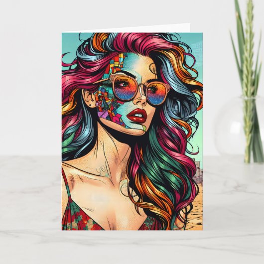 Carte Art fracturé | Femme Abstraite à la plage (Devant)