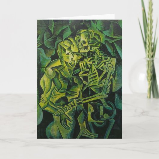 Carte Art Géométrique Homme Et Squelette Abstrait (Devant)