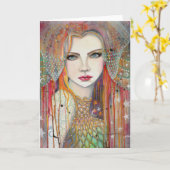 Carte Art gitan d'imaginaire de femme par l'aquarium (Fleur jaune)