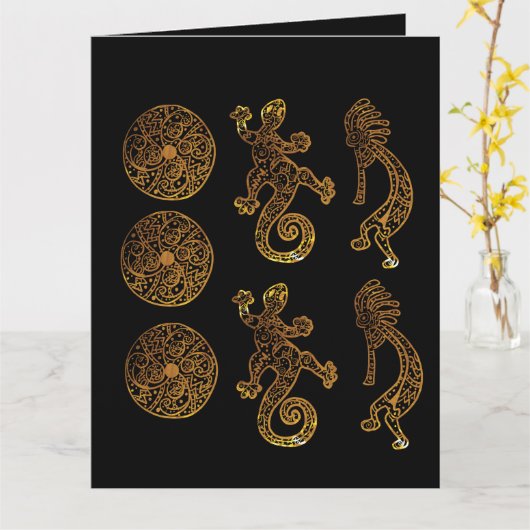 Carte Art Kokopelli (Fleur jaune)