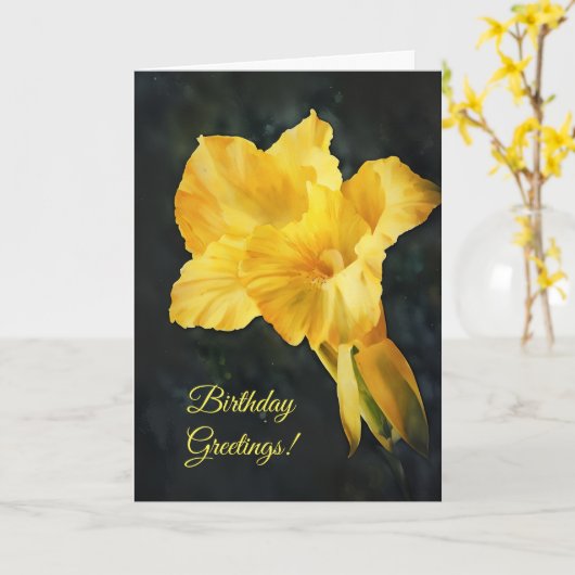 Carte Art Lily Jaune Lily Lumineuse Anniversaire (Fleur jaune)