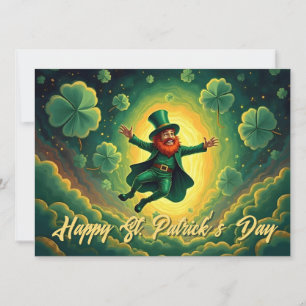 Carte Art magique de la Saint-Patrick avec lutin