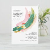 Carte Art moderne Abstrait Peint Strokes Mariage (Debout devant)