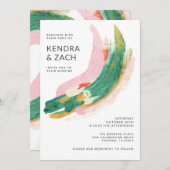 Carte Art moderne Abstrait Peint Strokes Mariage (Devant / Derrière)