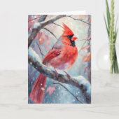 Carte Art Moderne Cardinal de l'Hiver enneigé (Devant)