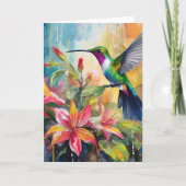 Carte Art Moderne Coloré de Colibri (Devant)