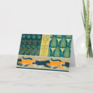 Carte Art Nouveau Cats and Flowers