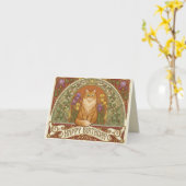 Carte Art Nouveau Ginger Cat Birthday Card (Fleur jaune)