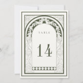 Carte Art Nouveau Moss Green Table Numéro (Dos)
