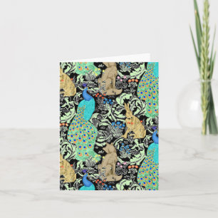 Carte Art nouveau Peacock Print, Turquoise & Neutrals