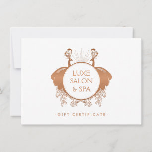 Carte Art Nouveau Peacocks Rose Gold Certificat cadeau