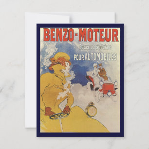 Carte Art Nouveau vintage, Benzo Moteur par Jules Cheret