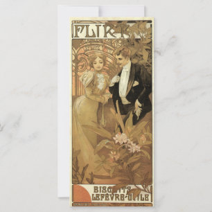 Carte Art Nouveau vintage Love Romance, Flirt de Mucha