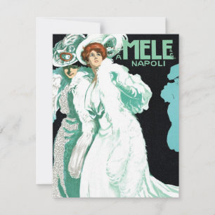 Carte Art Nouveau vintage, Mode italienne, Femmes fantai