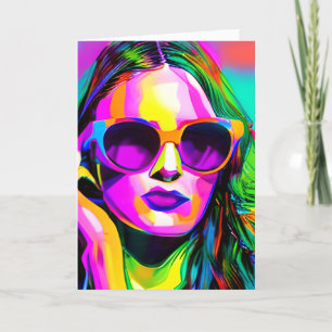 Carte Art numérique Abstrait Colorful Femmes en lunettes
