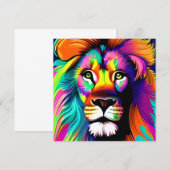 Carte Art numérique de lion coloré (Devant / Derrière)