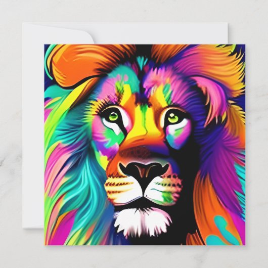 Carte Art numérique de lion coloré (Devant)