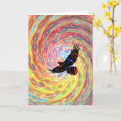 Carte Art numérique d'oiseaux volants (Fleur jaune)