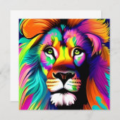Carte Art numérique Lion coloré (Devant / Derrière)