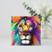 Carte Art numérique Lion coloré (Debout devant)