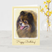 Carte Art original de chien de peinture noire et (Fleur jaune)