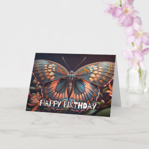 Carte Art Papillon Repos Rustique Joyeux Anniversaire