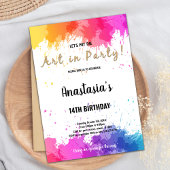 Carte Art Party Filles Editable avec Brush Splash