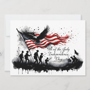 Carte Art patriotique du 4 juillet avec drapeau et solda