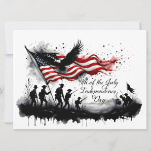 Carte Art patriotique du 4 juillet avec drapeau et solda