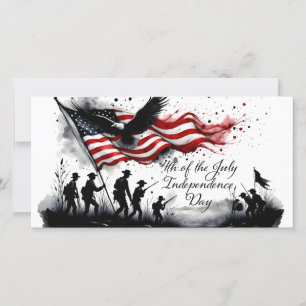 Carte Art patriotique du 4 juillet avec drapeau et solda