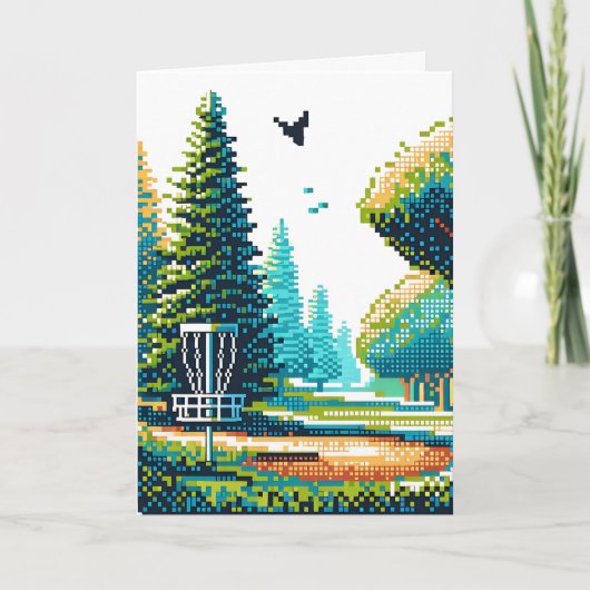 Carte Art Pixel de Disk Golf | Joyeux anniversaire (Devant)