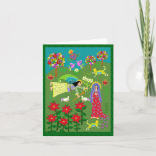 Carte Art populaire Ange Gabriel et la Vierge Marie