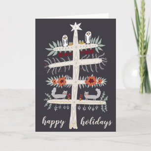 Carte Art populaire Arbre de vie Noël Fêtes de Noël PERS