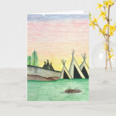 Carte Art populaire indien indigène de Teepee (Fleur jaune)