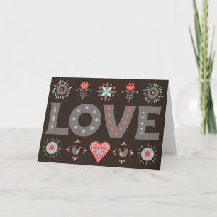 Carte Art Populaire Message personnalisé AMOUR
